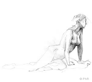 nu, femme, modèle, dessin