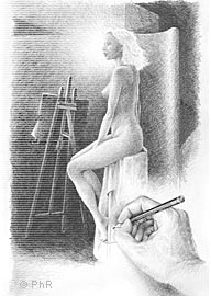 nu, femme, modèle, dessin, atelier, main, crayon