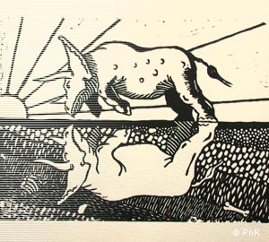 triceratops, linogravure